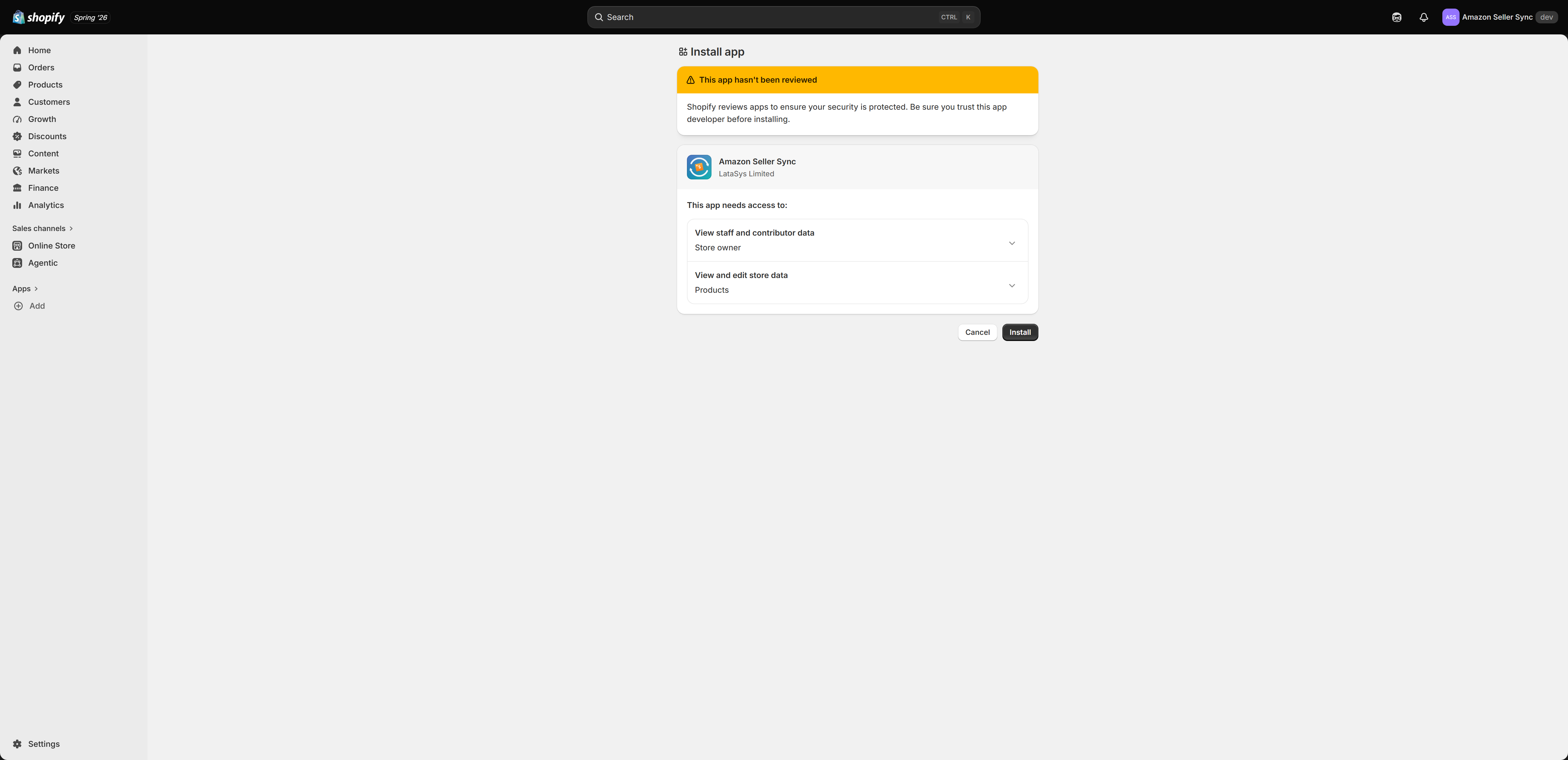 Approving access on install